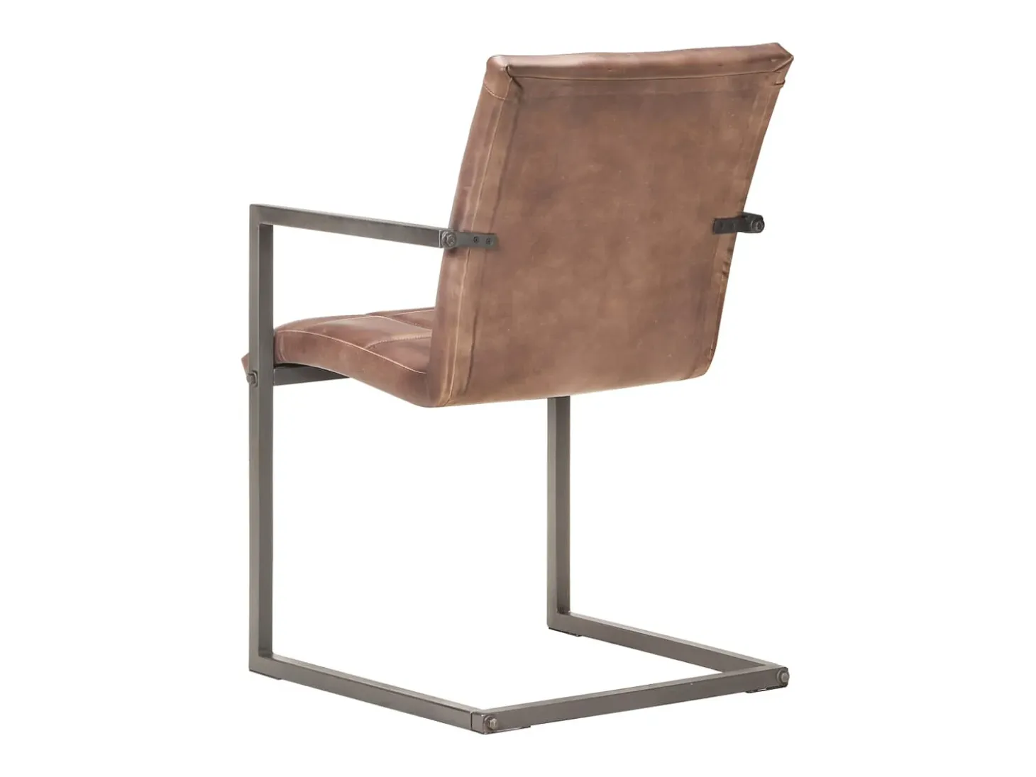 Silla voladiza comedor 2 uds cuero auténtico marrón envejecido