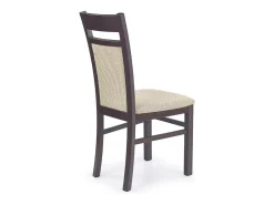 Silla Walsor de madera maciza color nogal y tela beige