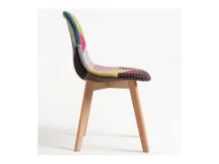 Silla Wany de tela patchwork y patas de haya maciza clara
