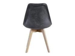 Silla Zaka con asiento vintage símil piel y patas de madera natural-Color Gris oscuro