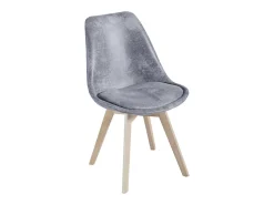 Silla Zaka con asiento vintage símil piel y patas de madera natural-Color Marrón claro