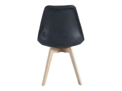 Silla Zaka con asiento vintage símil piel y patas de madera natural-Color Negro
