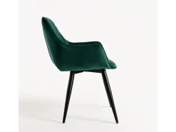 Silla Zonky de terciopelo verde oscuro con patas de metal negro - Lote de 2