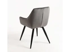 Silla Zonky de terciopelo gris oscuro con patas de metal negro - Lote de 2