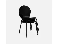 Sillas apilables retro, madera y contrachapado, set de 4 negro