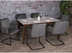 Sillas cantilever MCW-N60 (juego de 6), gris oscuro