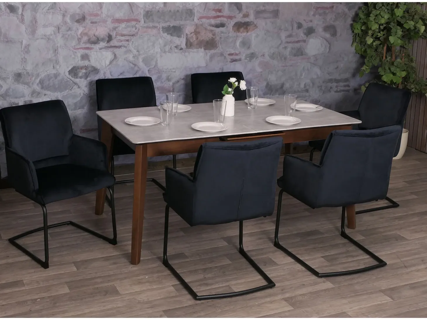 Sillas cantilever MCW-N60 (juego de 6), azul antracita