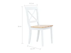 Sillas comedor 4 uds madera maciza caucho blanco y madera claro