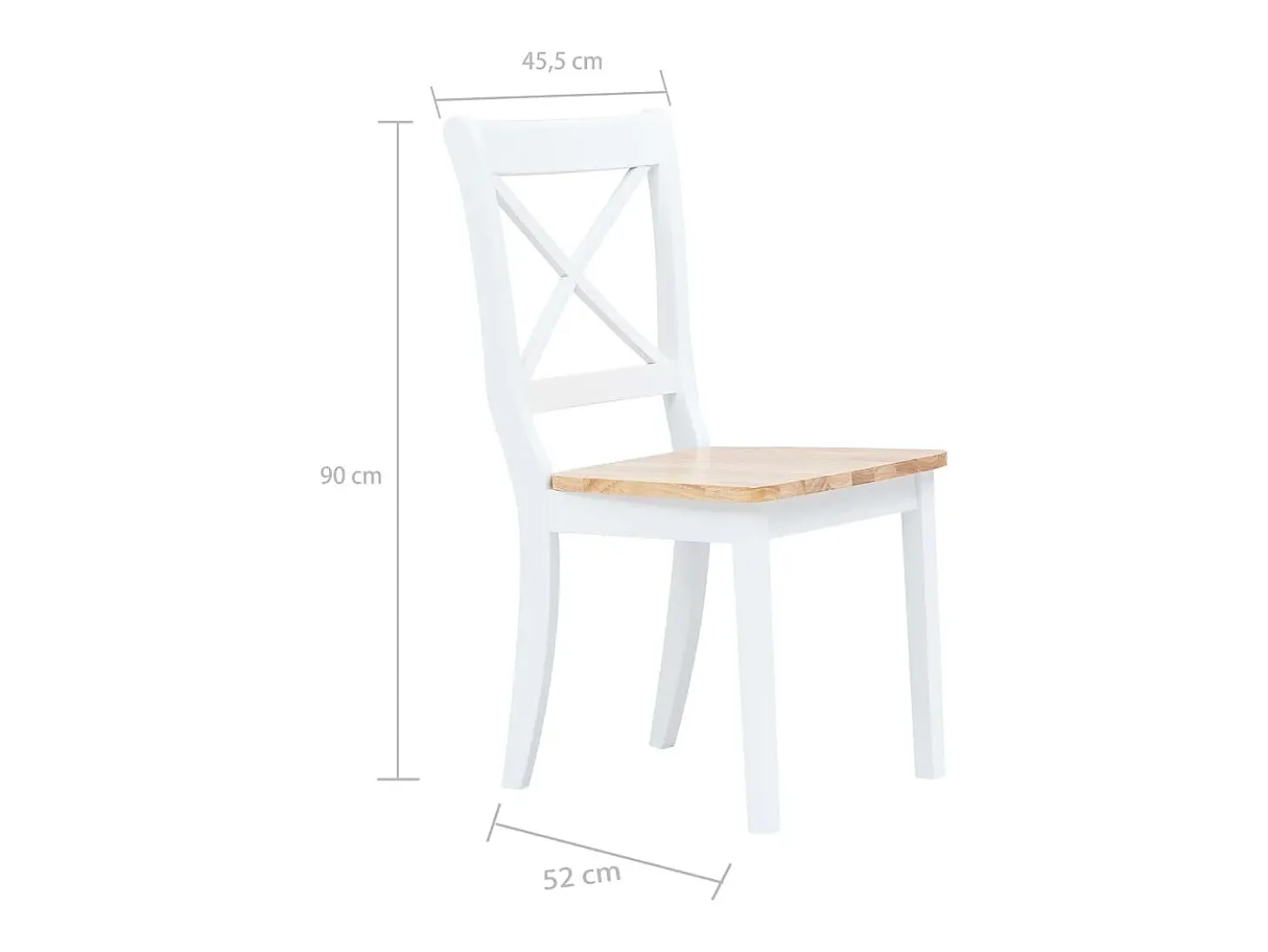 Sillas comedor 4 unidades madera maciza caucho blanco madera claro