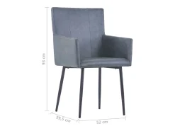 Sillas comedor reposabrazos 2 uds cuero ante sintética gris