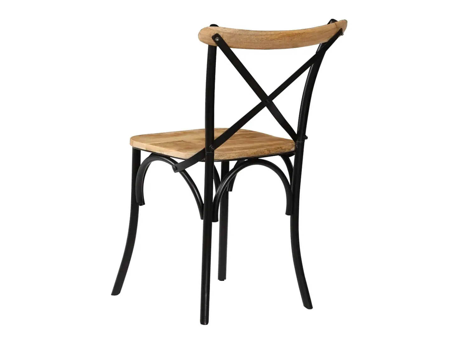 Sillas con respaldo cruzado 4 uds madera maciza de mango negro