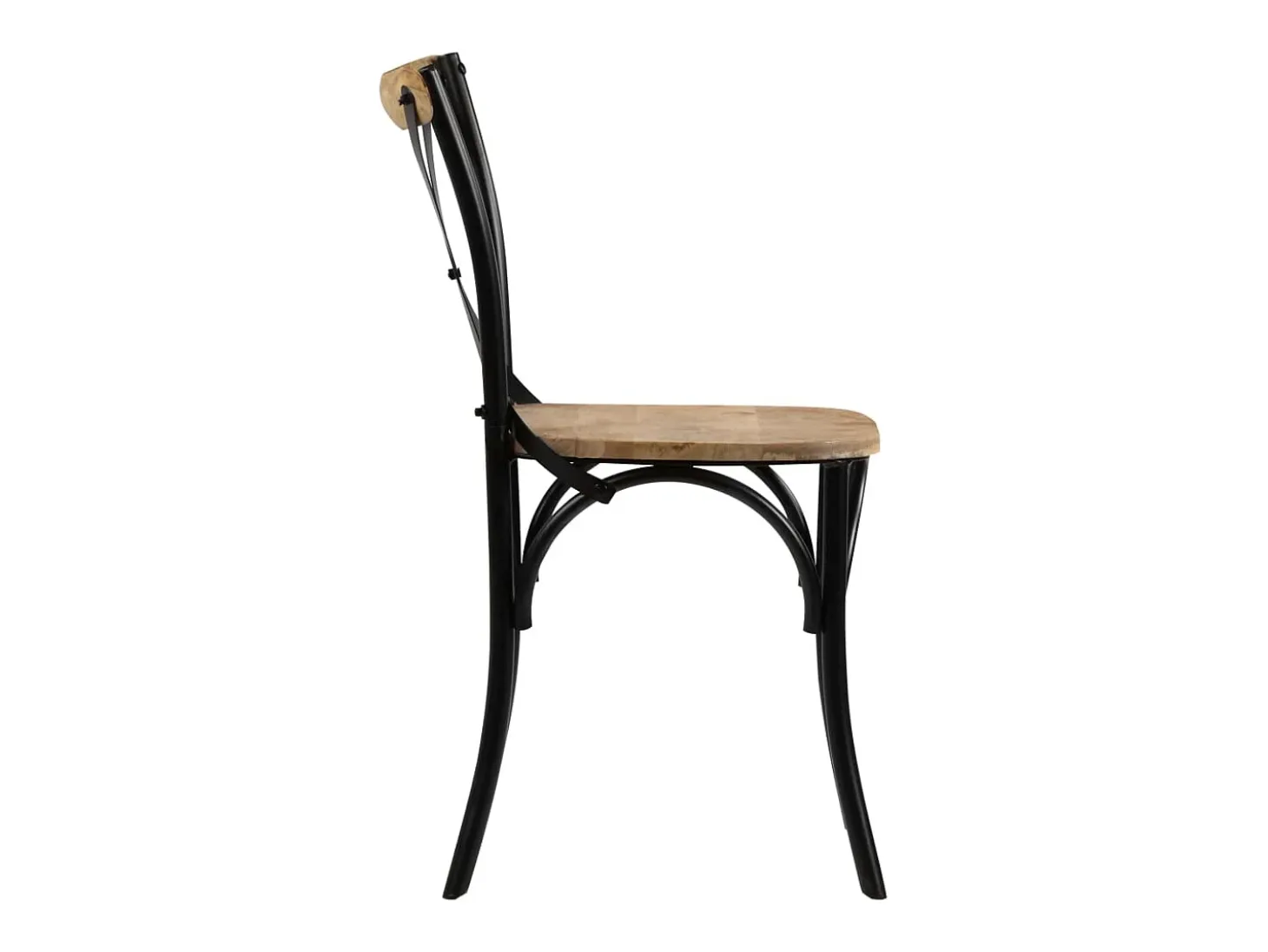 Sillas con respaldo cruzado 4 uds madera maciza de mango negro