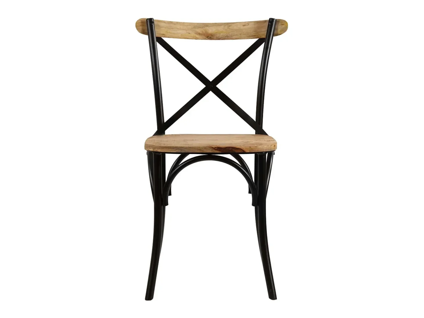 Sillas con respaldo cruzado 4 uds madera maciza de mango negro