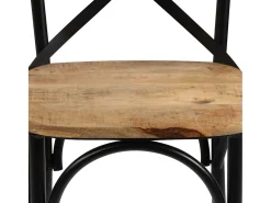 Sillas con respaldo cruzado 4 uds madera maciza de mango negro
