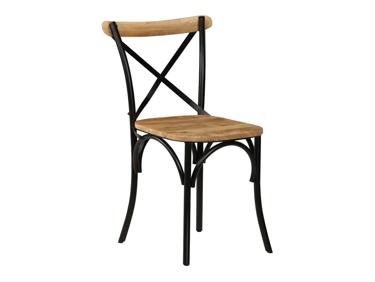 Sillas con respaldo cruzado 4 uds madera maciza de mango negro