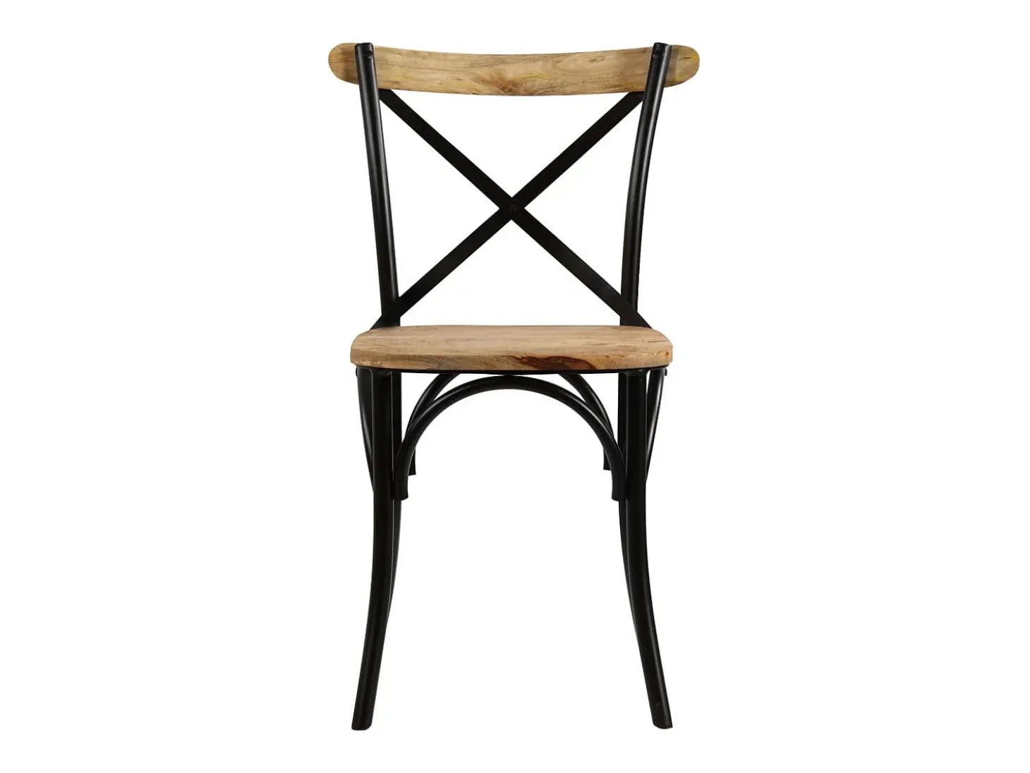 Sillas con respaldo cruzado 2 uds madera maciza de mango negro