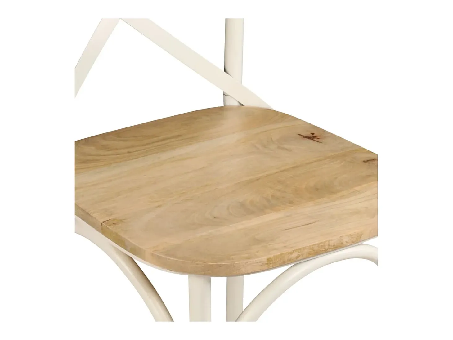 Sillas con respaldo cruzado 4 uds madera maciza de mango blanco