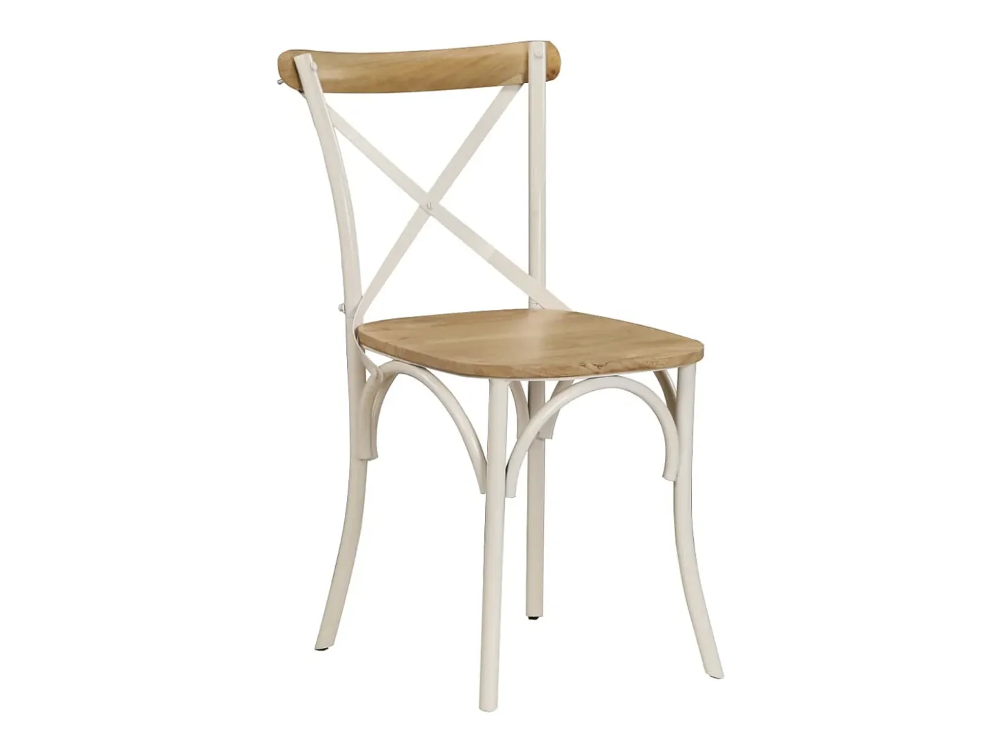 Sillas con respaldo cruzado 4 uds madera maciza de mango blanco