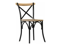 Sillas con respaldo cruzado 4 unidades madera maciza de mango negro