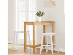 Sillas de bar 2 piezas madera maciza de caucho blanca