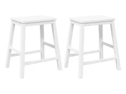 Sillas de bar 2 piezas madera maciza de caucho blanca