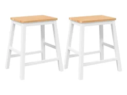 Sillas de bar 2 uds madera maciza blanca caucho