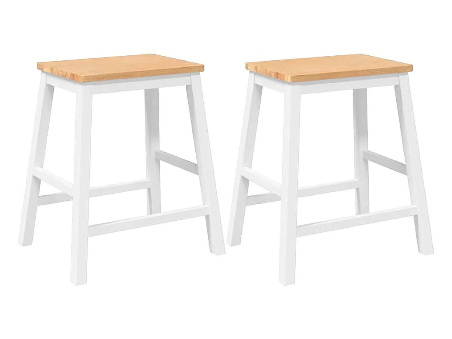 Sillas de bar 2 uds madera maciza blanca caucho
