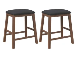 Sillas de bar con cojines, 2 piezas, madera maciza de caucho marrón