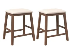 Sillas de bar con cojines, 2 piezas, madera maciza de caucho marrón