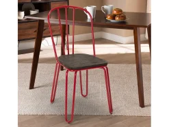 sillas de cocina de acero industrial para bar ferrum - Rojo
