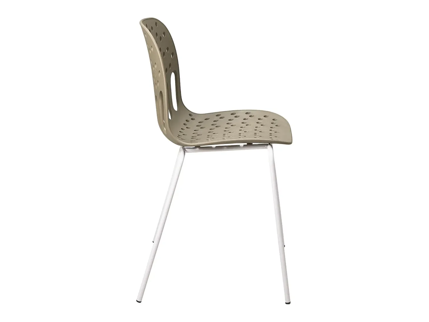 Sillas de cocina de diseño, lote de 4, apilables, patas metálicas KIO (Kaki-Blanco)