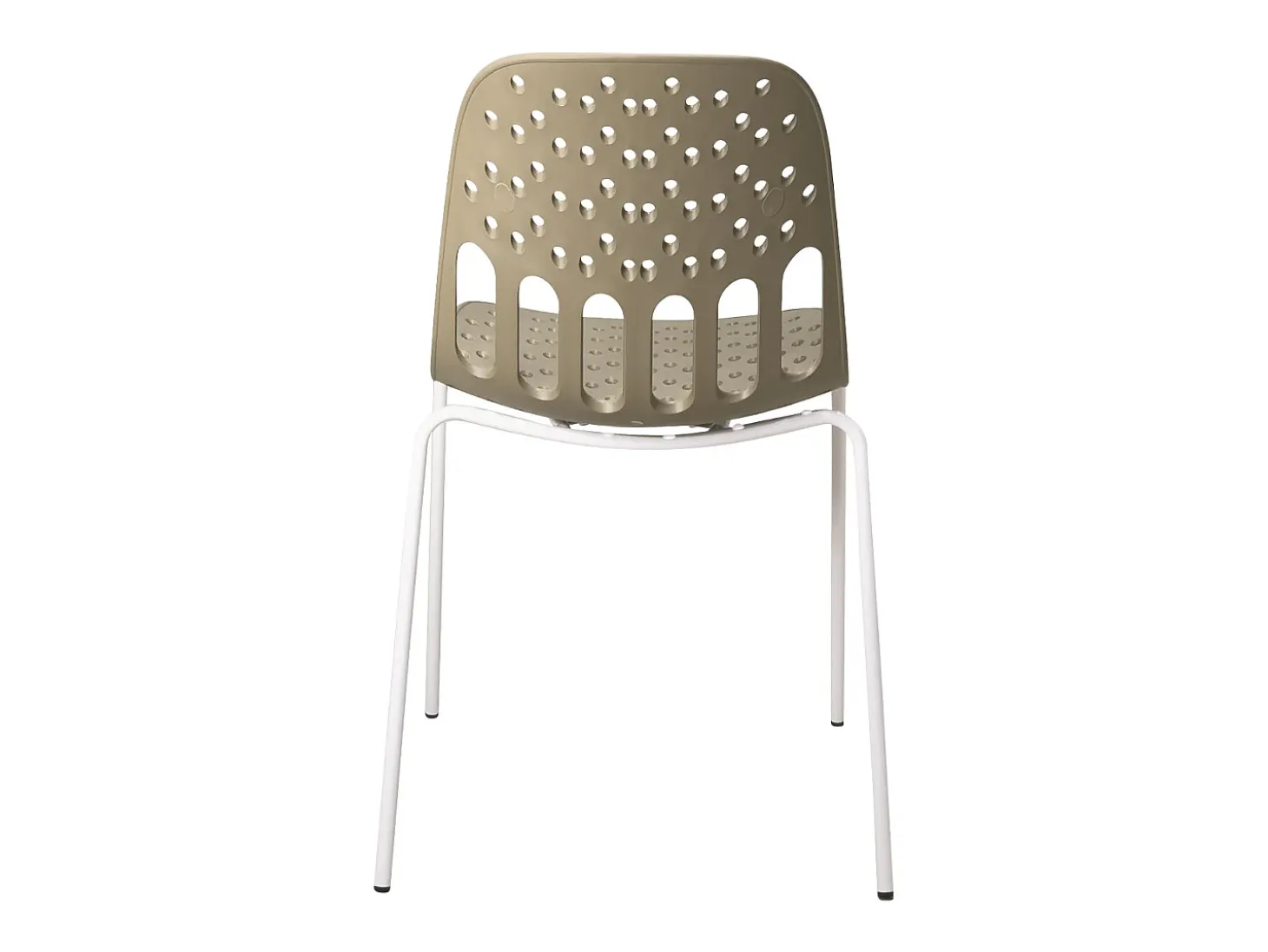 Sillas de cocina de diseño, lote de 4, apilables, patas metálicas KIO (Kaki-Blanco)