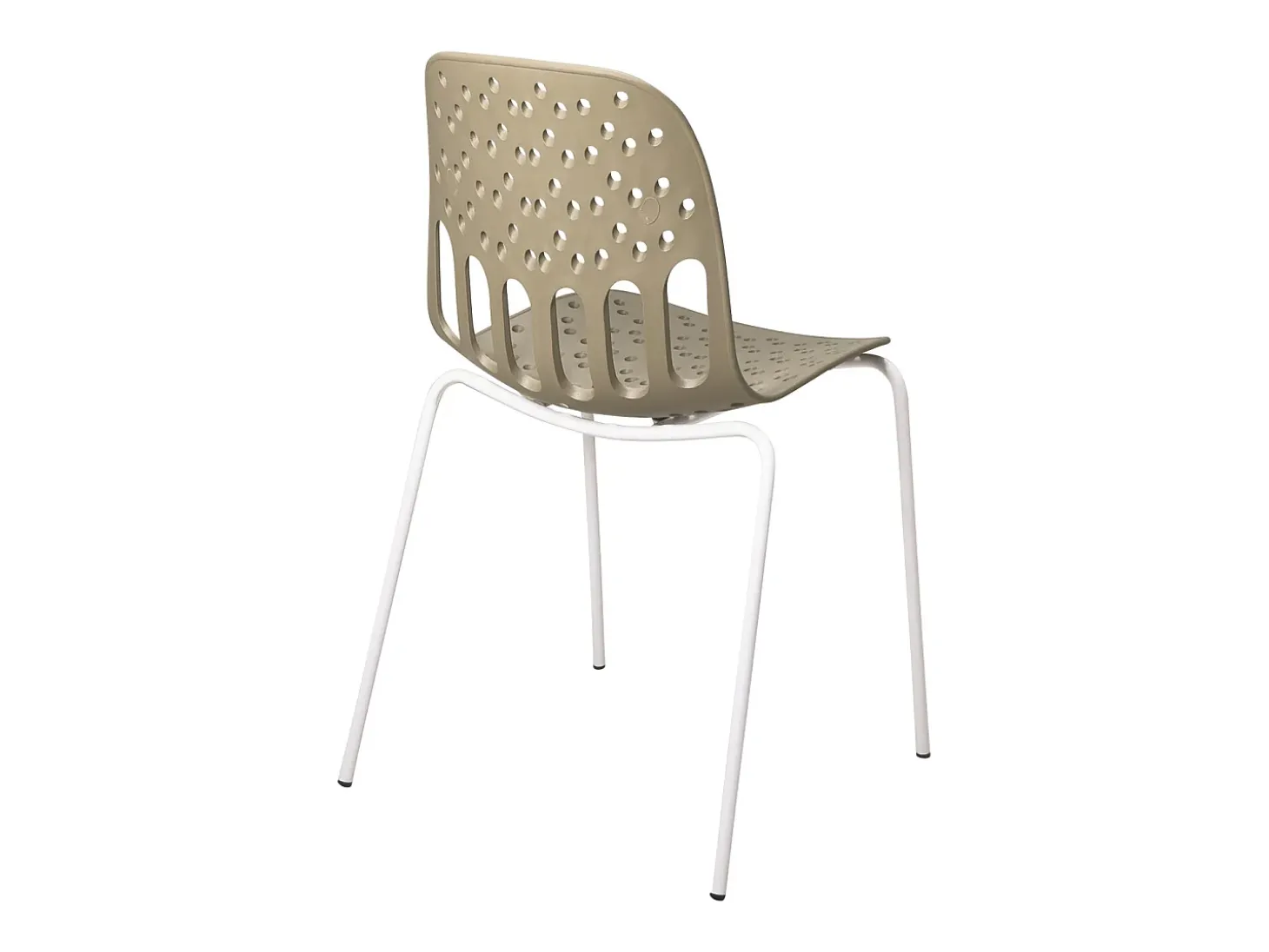 Sillas de cocina de diseño, lote de 4, apilables, patas metálicas KIO (Kaki-Blanco)