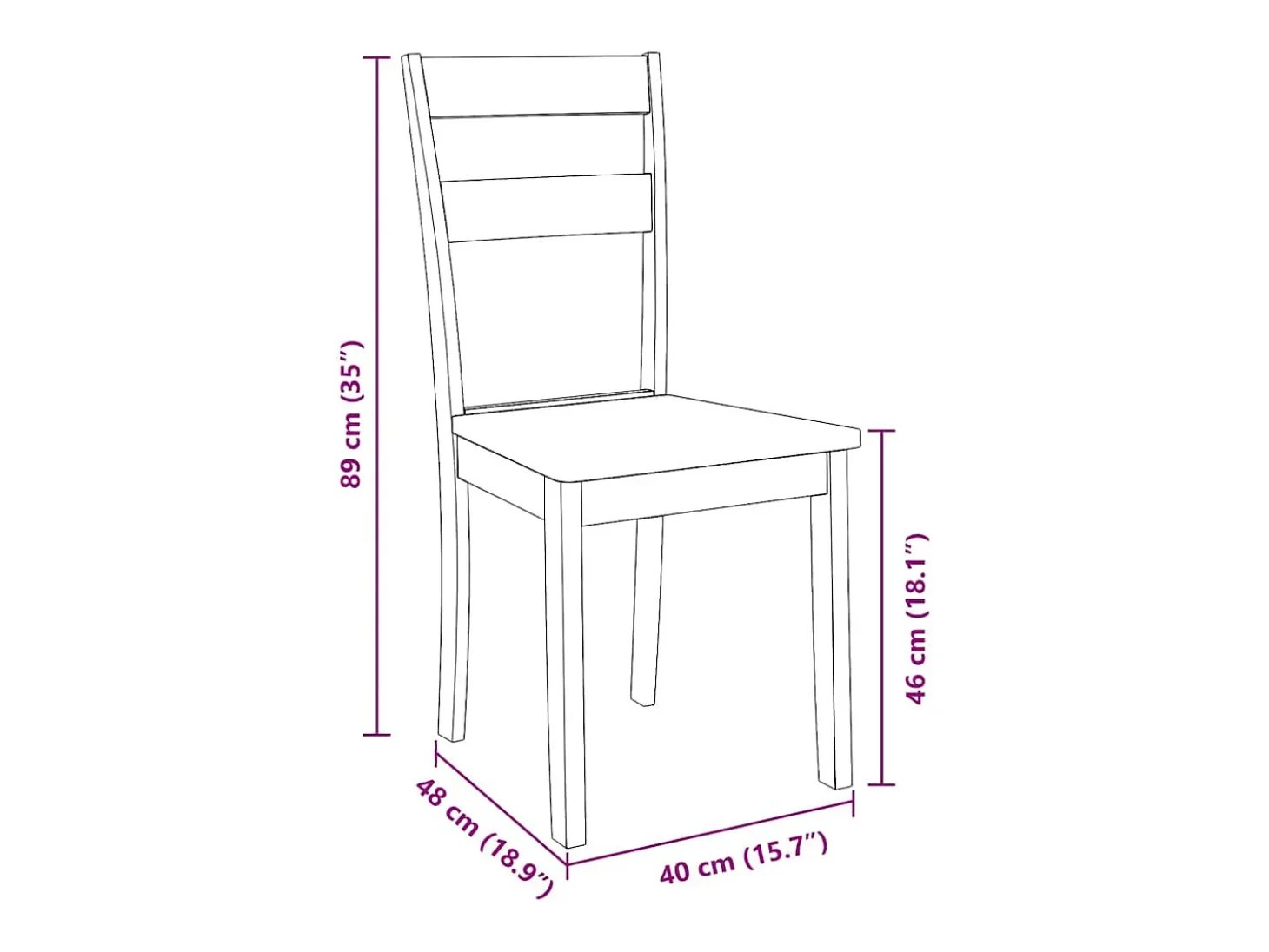 Sillas de comedor 2 unidades madera maciza natural caucho
