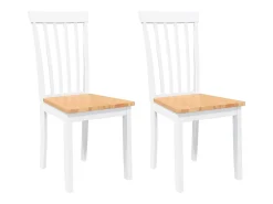 Sillas de comedor 2 piezas madera maciza de caucho blanco