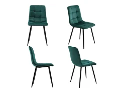 Sillas de comedor (4 piezas), terciopelo gris oscuro, estructura de metal (44 x 41 x 86 cm)