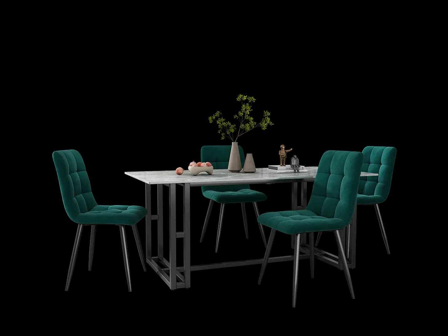Sillas de comedor (4 piezas), terciopelo gris oscuro, estructura de metal (44 x 41 x 86 cm)