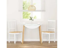 Sillas de comedor 2 piezas madera maciza de caucho blanco