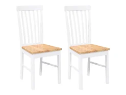 Sillas de comedor 2 piezas madera maciza de caucho blanco