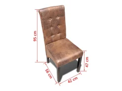 Sillas de comedor 6 uds cuero sintético marrón