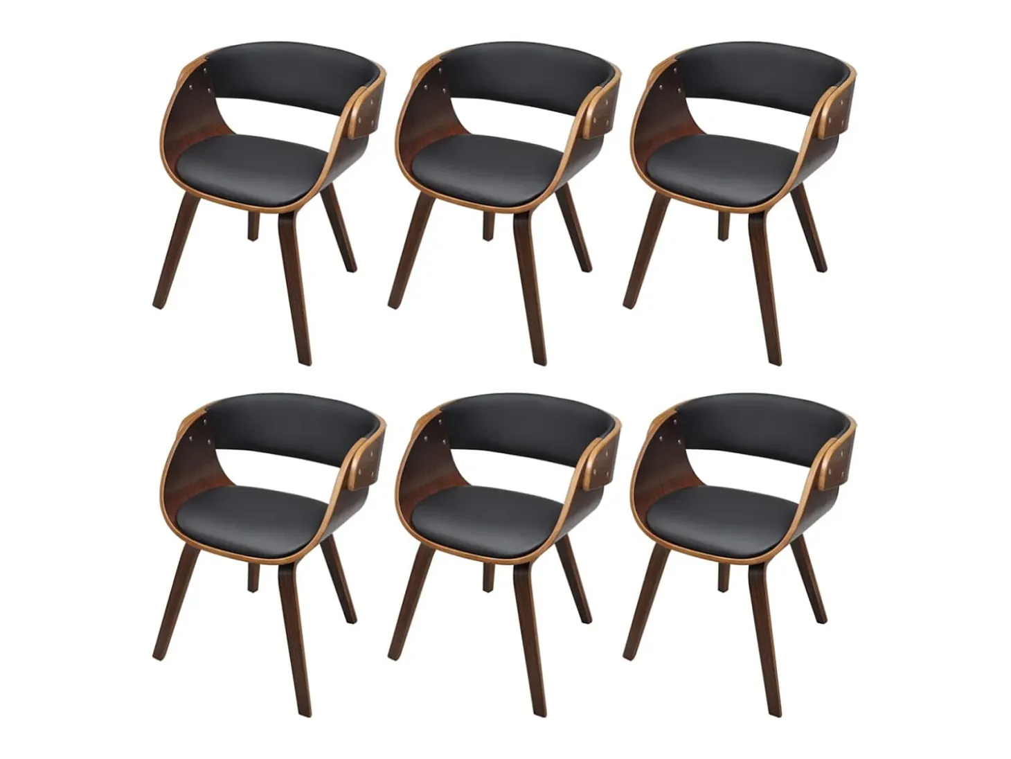 Sillas de comedor 6 uds cuero sintético marrón