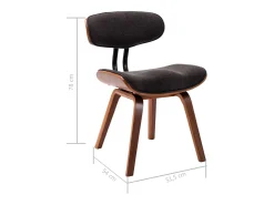 Sillas de comedor 6 uds madera curvada gris y tela