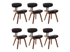 Sillas de comedor 6 uds madera curvada gris y tela