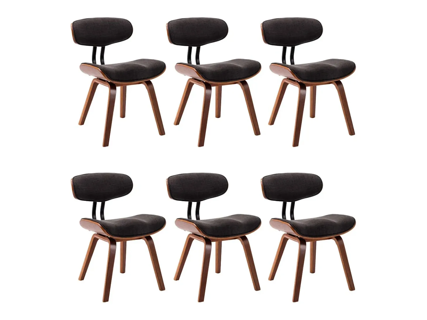 Sillas de comedor 6 uds madera curvada gris y tela
