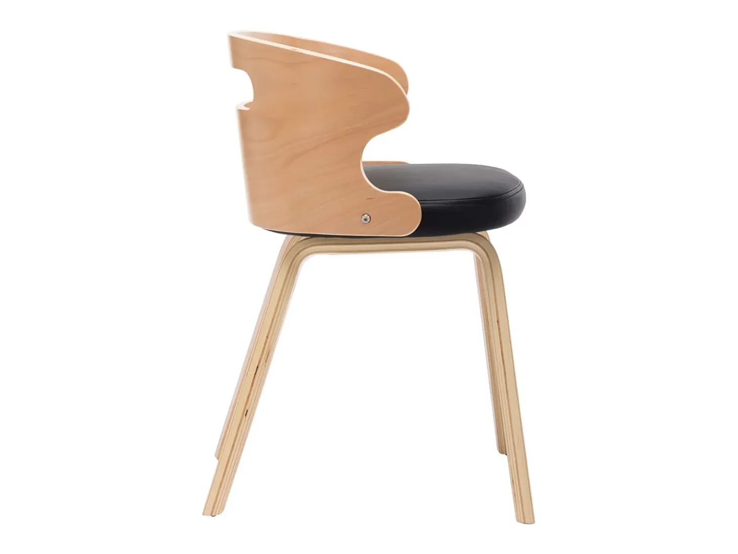 Sillas de comedor 4 uds madera curvada cuero sintético negro