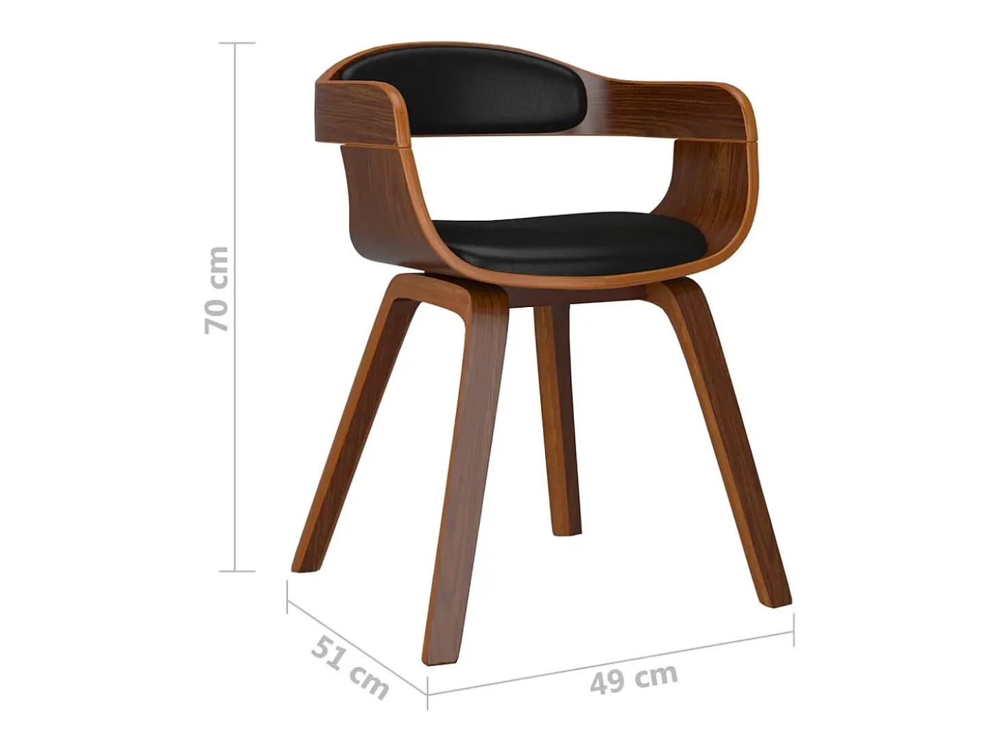 Sillas de comedor 6 uds madera curvada y cuero sintético negro