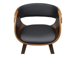 Sillas de comedor 2 uds madera curvada y cuero sintético marrón