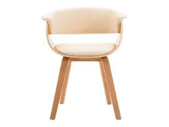 Sillas de comedor 4 uds madera curvada y cuero sintético crema