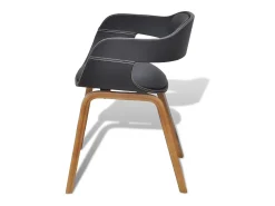 Sillas de comedor 4 uds madera curvada cuero sintético negro
