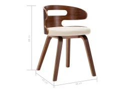 Sillas de comedor 4 uds madera curvada y cuero sintético crema